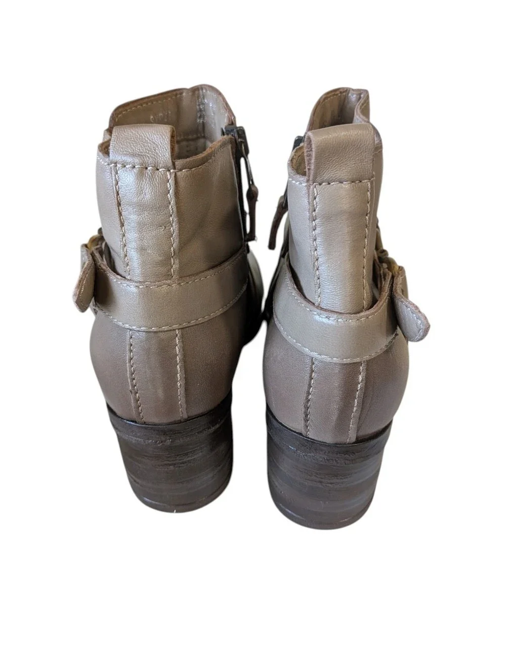 Miz Mooz Sydni Moto-inspired leather ankle boot In Taupe .Size EU 42/ US 10.5-11